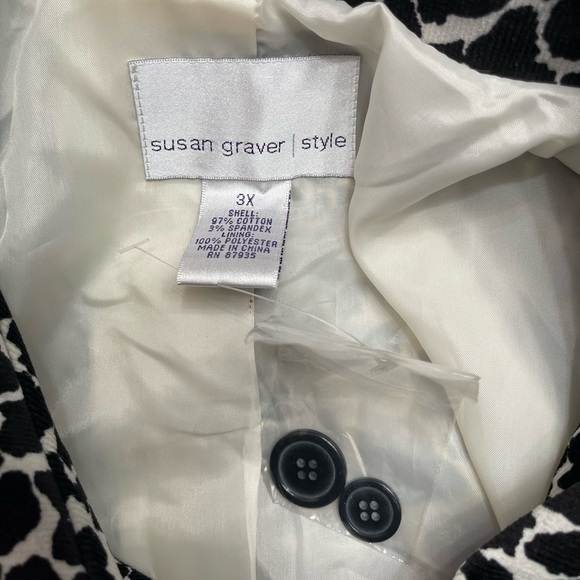 Susan Graver Black and White Formation Print Jacket Size 3X - Picture 8 of 8